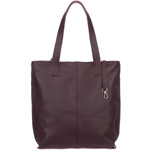 VERA PELLE torebka damska skórzana shopper z długimi rączkami i paskiem V523 ciemna bordowa