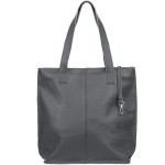 VERA PELLE torebka damska skórzana shopper z długimi rączkami i paskiem V523 ciemna szara