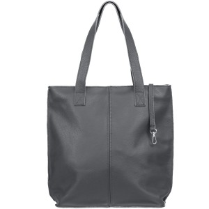 VERA PELLE torebka damska skórzana shopper z długimi rączkami i paskiem V523 ciemna szara