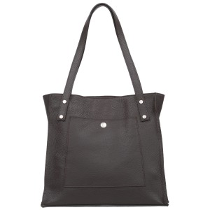 VERA PELLE torebka damska skórzana shopper z długimi rączkami na ramię V527 ciemna brązowa