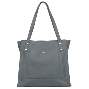 VERA PELLE torebka damska skórzana shopper z długimi rączkami na ramię V527 ciemna szara