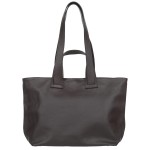 VERA PELLE torebka damska skórzana shopper z długimi rączkami na ramię V529 ciemna brązowa