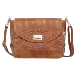 VERA PELLE torebka damska skórzana listonoszka kroko z paskiem V532 camel