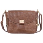 VERA PELLE torebka damska skórzana listonoszka kroko z paskiem V532 taupe