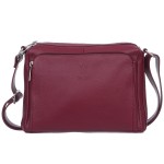 VERA PELLE torebka damska skórzana listonoszka z paskiem na ramię V535 bordowa