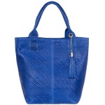 VERA PELLE torebka damska skórzana shopper pleciona z saszetką na ramię V521 chabrowa