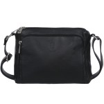 VERA PELLE torebka damska skórzana listonoszka z paskiem na ramię V535 czarna