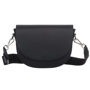 VERA PELLE torebka damska skórzana listonoszka z szerokim paskiem na ramię V558 czarna