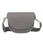 VERA PELLE torebka damska skórzana listonoszka z szerokim paskiem na ramię V558 ciepła szara