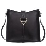 VERA PELLE torebka damska skórzana listonoszka z paskiem na ramię V372 czarna