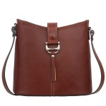 VERA PELLE torebka damska skórzana listonoszka z paskiem na ramię V372 brązowa