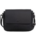 VERA PELLE torebka damska skórzana listonoszka z klapą i paskiem na ramię V556 czarna