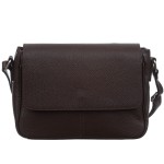 VERA PELLE torebka damska skórzana listonoszka z klapą i paskiem na ramię V556 ciemna brązowa