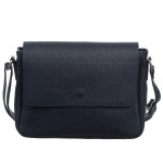 VERA PELLE torebka damska skórzana listonoszka z klapą i paskiem na ramię V556 granatowa