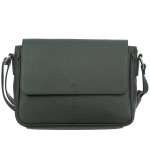 VERA PELLE torebka damska skórzana listonoszka z klapą i paskiem na ramię V556 ciemna zielona