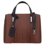 VERA PELLE torebka damska skórzana klasyczna kroko z paskiem na ramię V560 brązowa