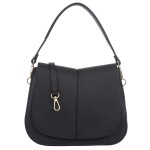 VERA PELLE torebka damska skórzana listonoszka z klapą i paskiem na ramię V555 czarna