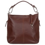 VERA PELLE torebka damska skórzana licowa worek z paskiem na ramię V495 brązowa