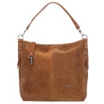 VEZZE torebka damska zamszowa worek z paskiem na ramię V551 camel