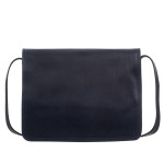 VERA PELLE torebka damska skórzana listonoszka vintage duża z klapą i paskiem na ramię V554 granatowa