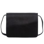 VERA PELLE torebka damska skórzana listonoszka vintage duża z klapą i paskiem na ramię V554 czarna