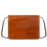 VERA PELLE torebka damska skórzana listonoszka vintage duża z klapą i paskiem na ramię V554 camel