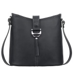VERA PELLE torebka damska skórzana listonoszka z paskiem na ramię V372 grafitowa