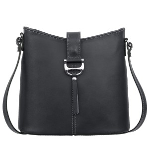 VERA PELLE torebka damska skórzana listonoszka z paskiem na ramię V372 grafitowa