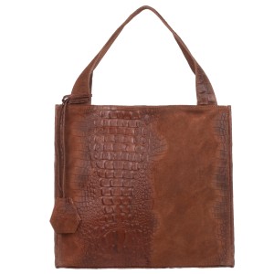 VERA PELLE torebka damska zamszowa shopper kroko na ramię V549 brązowa