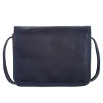 VERA PELLE torebka damska skórzana listonoszka vintage mała z klapą i paskiem na ramię V562 granatowa