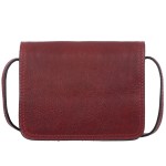 VERA PELLE torebka damska skórzana listonoszka vintage mała z klapą i paskiem na ramię V562 bordowa