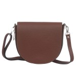 VERA PELLE torebka damska skórzana listonoszka z klapą i paskiem V574 brązowa