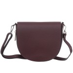 VERA PELLE torebka damska skórzana listonoszka z klapą i paskiem V574 ciemna bordowa