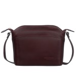 VERA PELLE torebka damska skórzana listonoszka z paskiem na ramię V575 ciemna bordowa