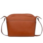 VERA PELLE torebka damska skórzana listonoszka z paskiem na ramię V575 camel