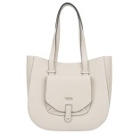 VEZZE torebka damska skórzana klasyczna z długimi rączkami na ramię V548 kremowa