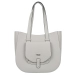 VEZZE torebka damska skórzana klasyczna z długimi rączkami na ramię V548 jasna szara