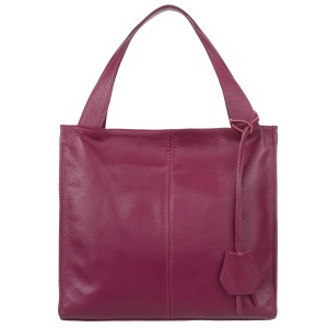 VERA PELLE torebka damska skórzana shopper klasyczna na ramię V074 amarantowa