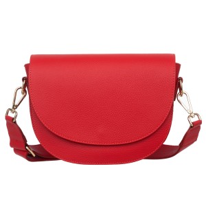 VERA PELLE torebka damska skórzana listonoszka z paskiem na ramię V504 czerwona
