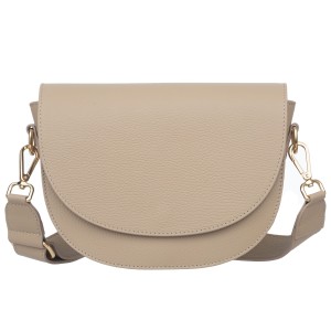 VERA PELLE torebka damska skórzana listonoszka z paskiem na ramię V504 beżowa