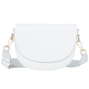 VERA PELLE torebka damska skórzana listonoszka z paskiem na ramię V504 biała