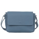 VERA PELLE torebka damska skórzana listonoszka z klapą i paskiem na ramię V556 c.jeansowa