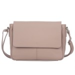 VERA PELLE torebka damska skórzana listonoszka z klapą i paskiem na ramię V556 jasna różowa
