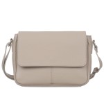 VERA PELLE torebka damska skórzana listonoszka z klapą i paskiem na ramię V556 jasna beżowa