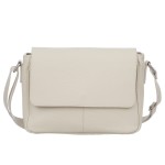 VERA PELLE torebka damska skórzana listonoszka z klapą i paskiem na ramię V556 kremowa
