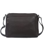 VERA PELLE torebka damska skórzana listonoszka z paskiem na ramię V535 ciemna brązowa