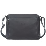 VERA PELLE torebka damska skórzana listonoszka z paskiem na ramię V535 ciemna szara