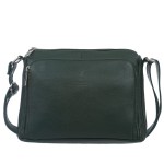 VERA PELLE torebka damska skórzana listonoszka z paskiem na ramię V535 ciemna zielona
