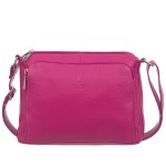 VERA PELLE torebka damska skórzana listonoszka z paskiem na ramię V535 fuksja