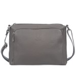 VERA PELLE torebka damska skórzana listonoszka z paskiem na ramię V535 ciepła szara